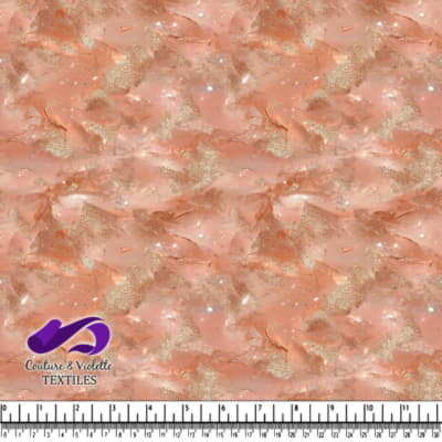 Pink fabric with gold glitter and abstract pattern design