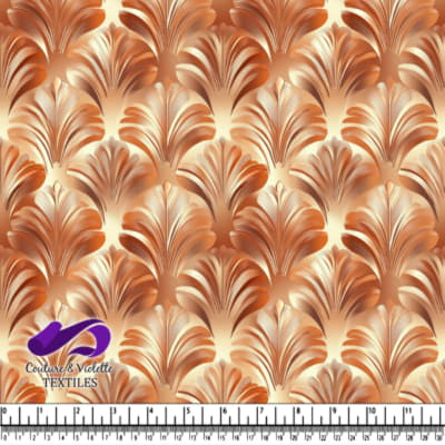 Elegant bronze and gold floral damask fabric pattern