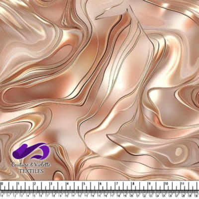 Smooth swirling marbled pattern in metallic rose gold tones