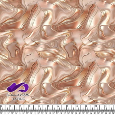 Smooth swirling marbled pattern in metallic rose gold tones