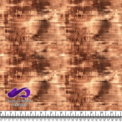 Copper metallic textured fabric with abstract rectangular pattern