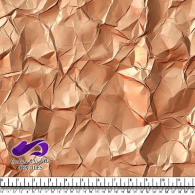 Textured orange crumpled fabric pattern with stitched seams and subtle shading effects
