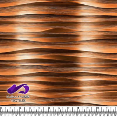 Wavy Striped Pattern Fabric in Shades of Brown and Orange