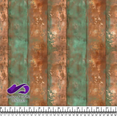 Rustic weathered wooden planks with turquoise and brown peeling paint texture