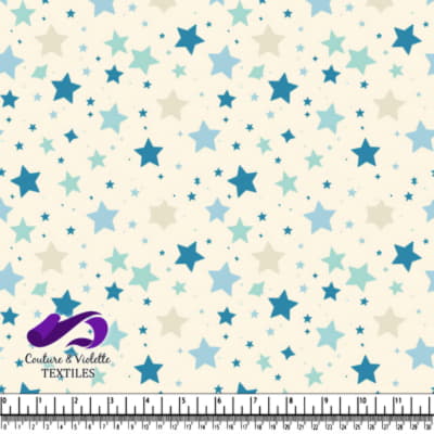 Blue and beige stars on cream background