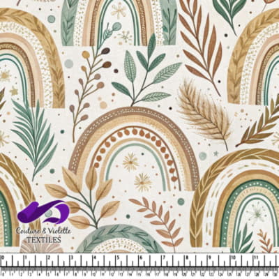 Earth tone rainbows and botanical leaves