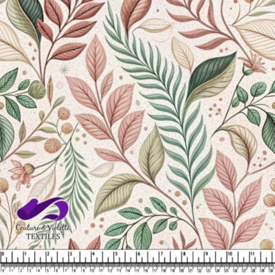 Elegant botanical pattern with pastel colored leaves and foliage