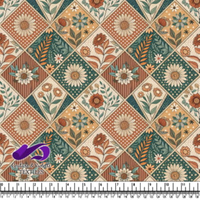 Vintage floral patchwork fabric pattern