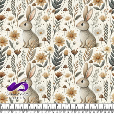 Cute brown rabbit surrounded by wildflowers