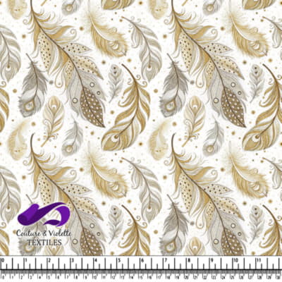 Golden and beige delicate feathers pattern