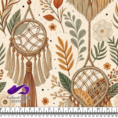 Boho dreamcatchers and autumn leaves pattern