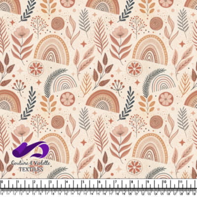 Abstract floral and rainbow pattern in earthy tones