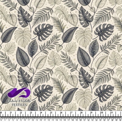 Tropical leaf pattern with palm monstera