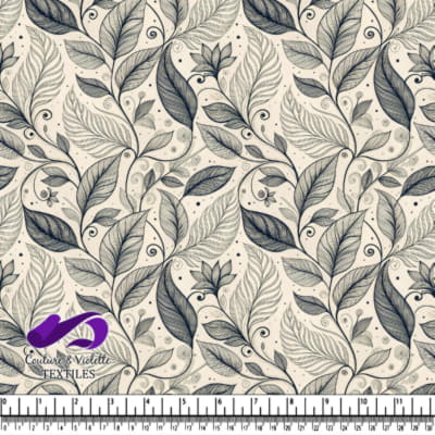 Botanical leaf pattern with swirling vine