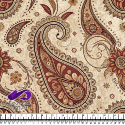 Brown and beige paisley floral vintage