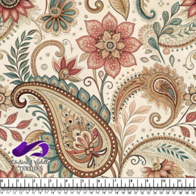 Vintage paisley and floral pattern in muted earth tones