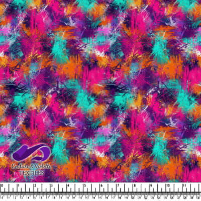 Vibrant abstract brush stroke pattern with bright pink orange teal and purple colors