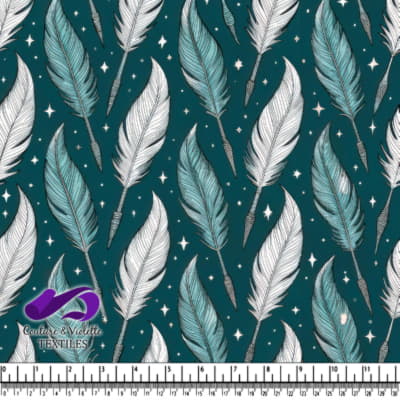 Pattern of blue green and white feathers