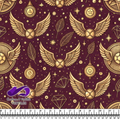 Magical pattern with golden wings feathers stars and mystical symbols