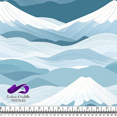 Abstract mountain landscape pattern in blue and white tones