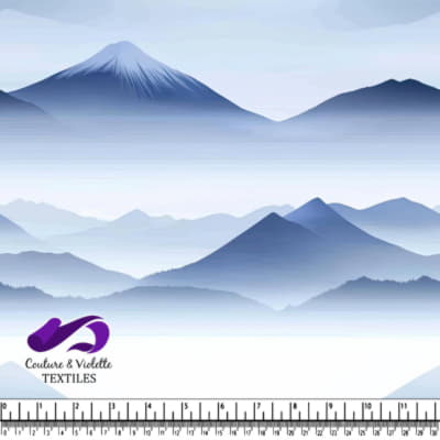 Serene Misty Mountain Landscape with Layered Blue Hills