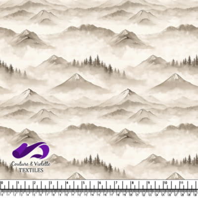 Mystical Misty Mountains Landscape with Pine Trees