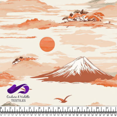 Serene Japanese Landscape with Mount Fuji and Sunset