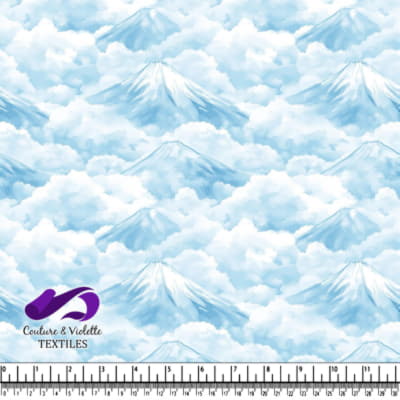 Snowy mountain peaks surrounded by clouds pattern design