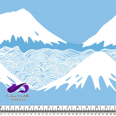 Blue and White Mountain Wave Pattern Textile Design