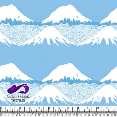 Blue and White Mountain Wave Pattern Textile Design
