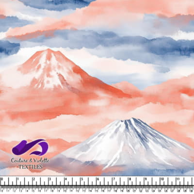 Serene Mountains with Soft Pastel Sky Watercolor Design