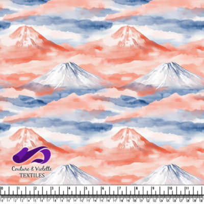 Serene Mountains with Soft Pastel Sky Watercolor Design