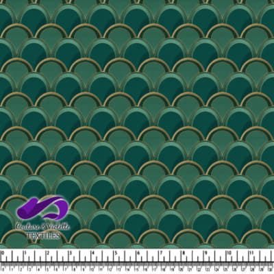 Teal and Gold Art Deco Scallop