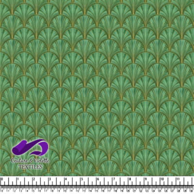 Art Deco Green and Gold Geometric Fan Pattern