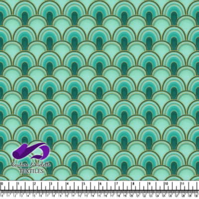 Teal and Green Retro Abstract Arch Pattern