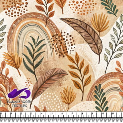 Boho Style Leaves and Rainbows Abstract Pattern