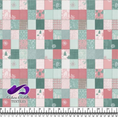 Pastel Christmas Patchwork Quilt Fabric Pattern