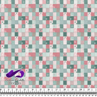 Pastel Christmas Patchwork Quilt Fabric Pattern