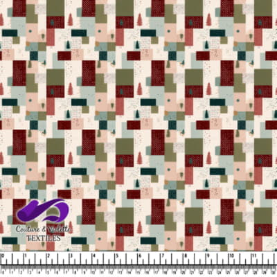 Christmas geometric and tree pattern textile design