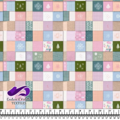 Pastel Christmas Patchwork Fabric Pattern