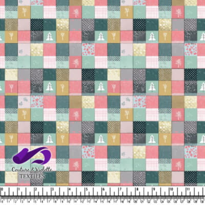 Colorful Patchwork Quilt Pattern with Floral and Geometric Designs