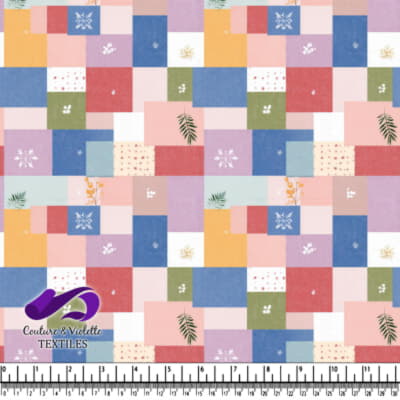 Colorful Patchwork Quilt Pattern with Floral Details