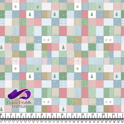 Pastel Christmas Patchwork Fabric Pattern