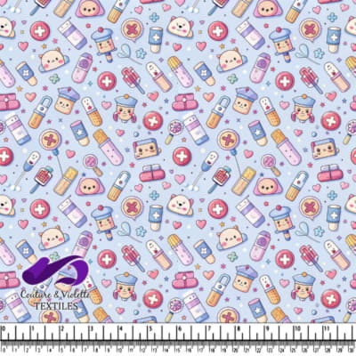 Cute Medical and Nurse Pattern with Kawaii Bandages and Medicine
