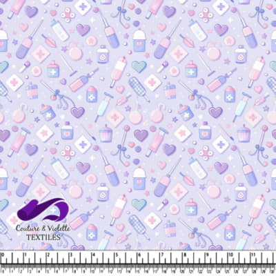 Pastel Medical and Baby Care Pattern on Soft Purple Background