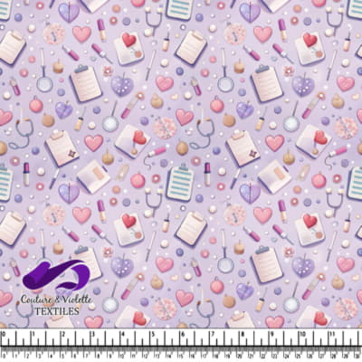 Sewing and Heart Themed Pattern with Clips and Accessories