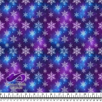Purple Blue Snowflake Pattern Winter Fabric Design