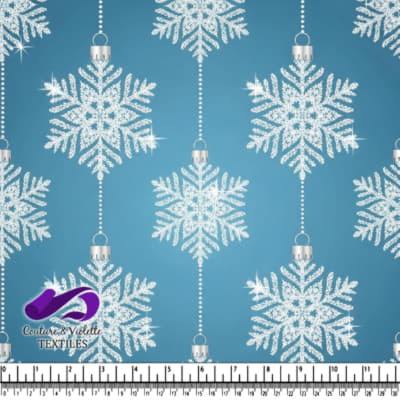 Winter Snowflake Ornament Pattern on Blue Background