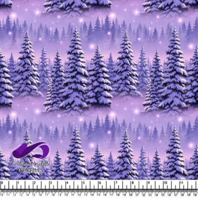 Snowy Pine Trees in a Magical Twilight Forest