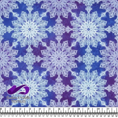 Blue and purple snowflake pattern textile design